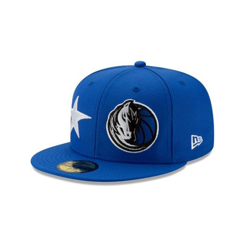 NBA Dallas Mavericks Double Hit 59Fifty Fitted (AXO9220) - Blue New Era Caps